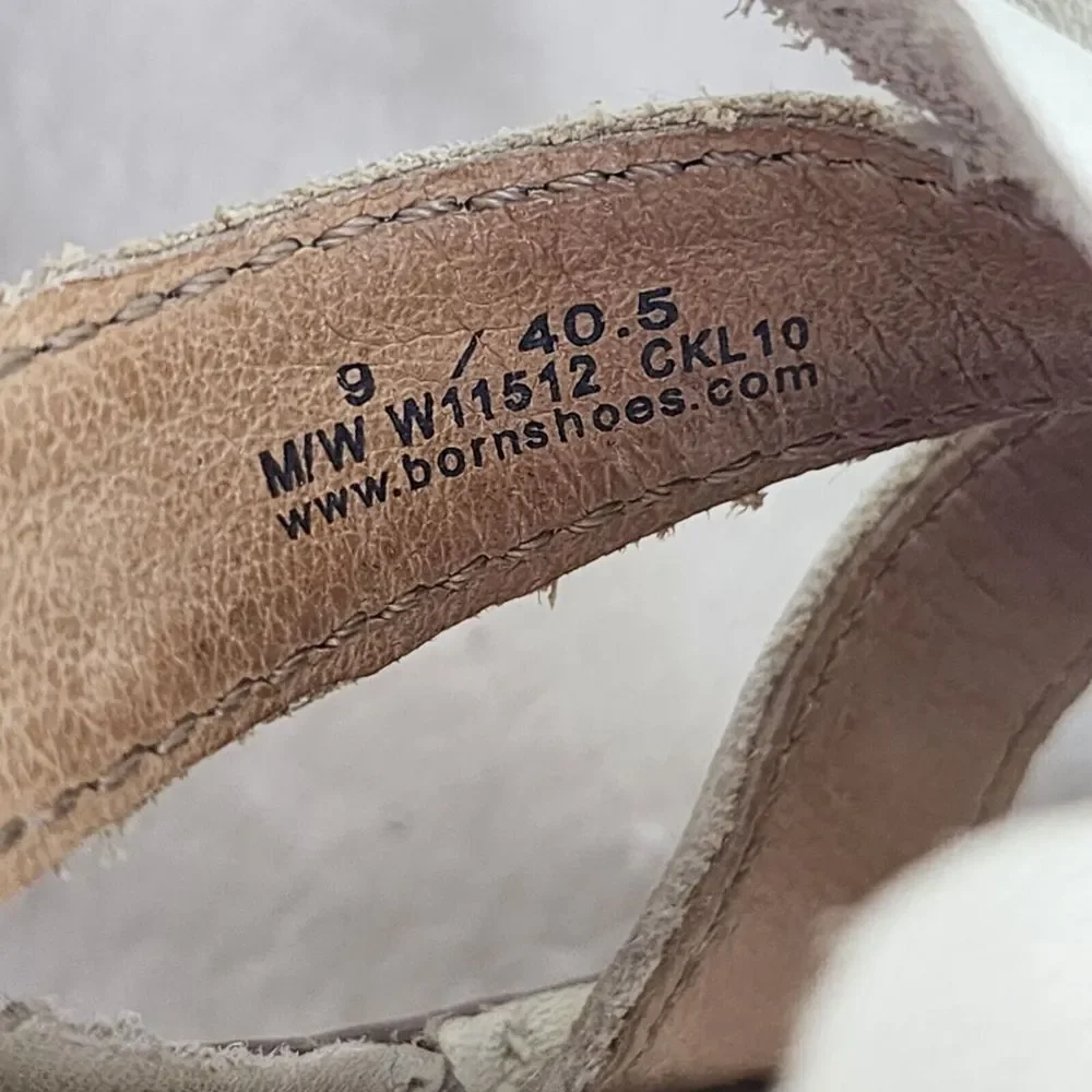 Born Womens Beige Leather Flower Heel Strappy Leather Sandal Size Us 9 Eu 40
